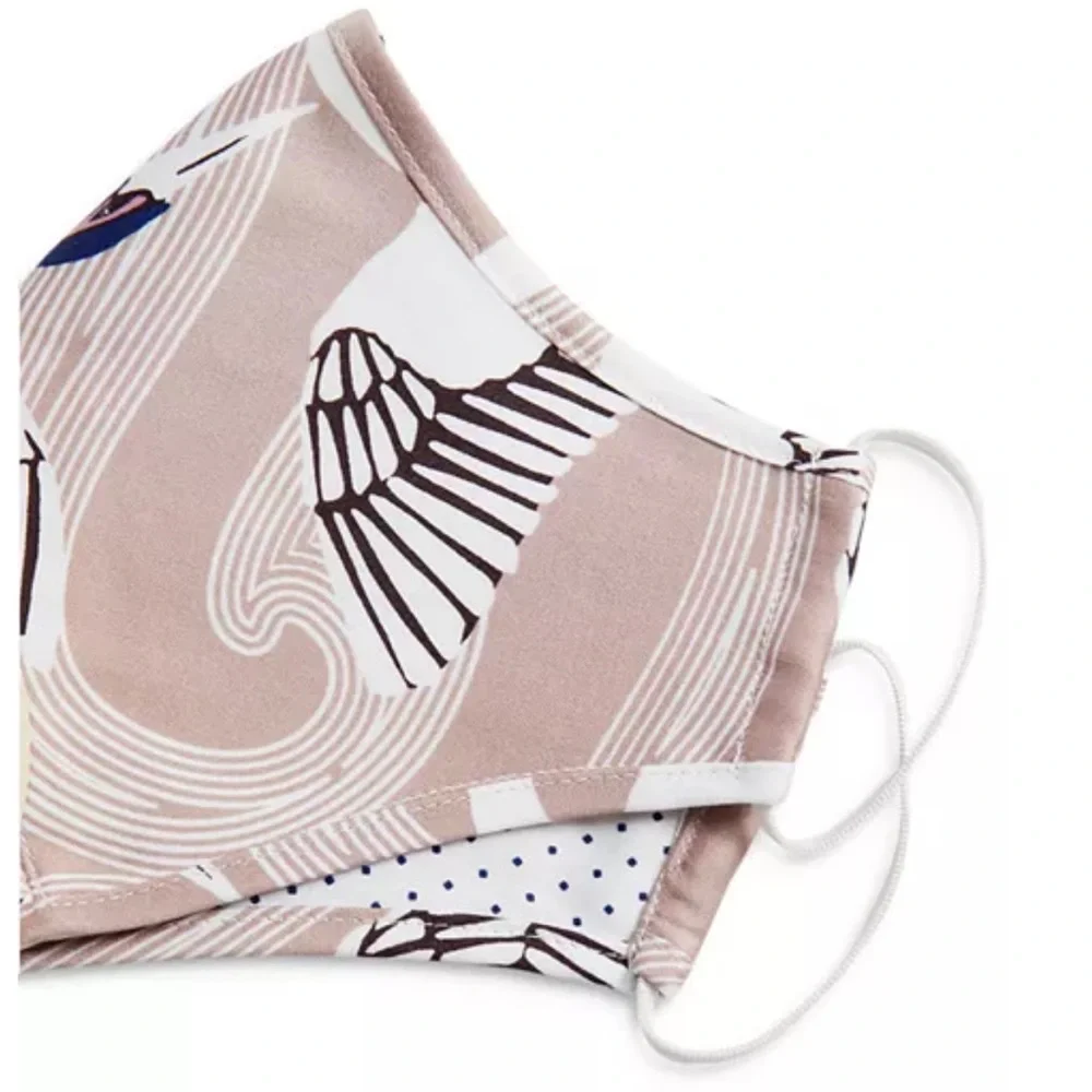 Stylish Tan and White Crane Pattern Face Mask TED BAKER Reversible Reusable